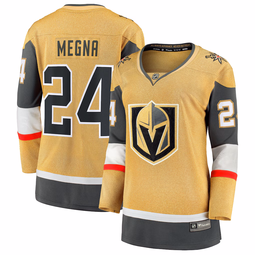 Women's Vegas Golden Knights Jaycob Megna Fanatics Gold Home Breakaway Jersey - ujerseystore