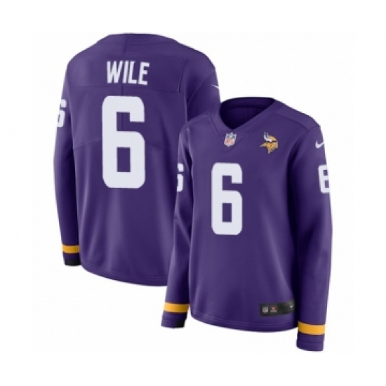 Women's Nike Minnesota Vikings #6 Matt Wile Limited Purple Therma Long Sleeve NFL Jersey - Ujersey