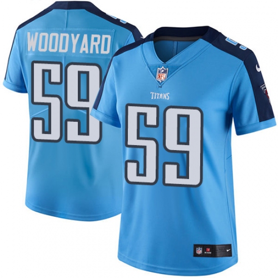 Women's Nike Tennessee Titans #59 Wesley Woodyard Light Blue Team Color Vapor Untouchable Limited Player NFL Jersey - Ujersey