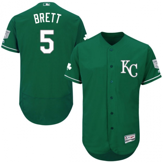 Men's Majestic Kansas City Royals #5 George Brett Green Celtic Flexbase Authentic Collection MLB Jersey - Ujersey