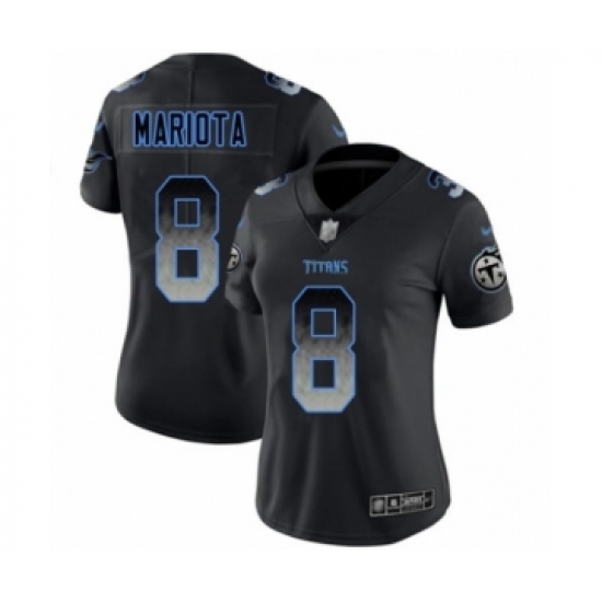 Women's Tennessee Titans #8 Marcus Mariota Limited Black Smoke Fashion Football Jersey