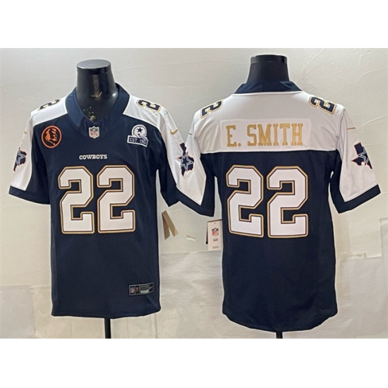Men's Dallas Cowboys #22 Emmitt Smith Navy F.U.S.E. With John Madden & Established In 1960 Thanksgiving Vapor Limited Stitched Football Jersey - Ujersey