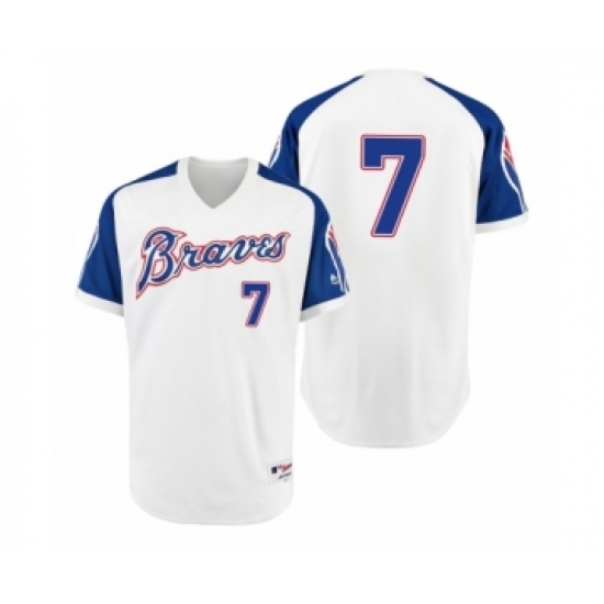 Youth Braves #7 Dansby Swanson White 1974 Turn Back the Clock Authentic Jersey