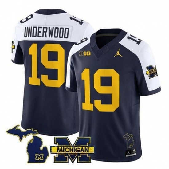 Men's Michigan Wolverines #19 Bryce Underwood Navy Alternate F.U.S.E. 2025 Vapor Limited Stitched Football Jersey - Ujersey