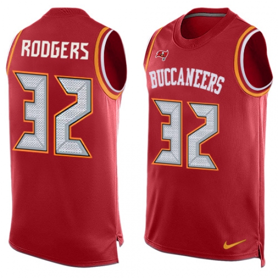 Men's Nike Tampa Bay Buccaneers #32 Jacquizz Rodgers Limited Red Player Name & Number Tank Top NFL Jersey - Ujersey