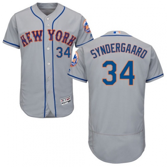Men's Majestic New York Mets #34 Noah Syndergaard Grey Road Flex Base Authentic Collection MLB Jersey - Ujersey