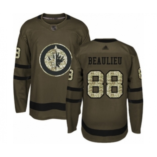 Men's Winnipeg Jets #88 Nathan Beaulieu Authentic Green Salute to Service Hockey Jersey - Ujersey