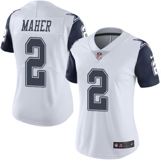 Women's Nike Dallas Cowboys #2 Brett Maher Limited White Rush Vapor Untouchable NFL Jersey - Ujersey