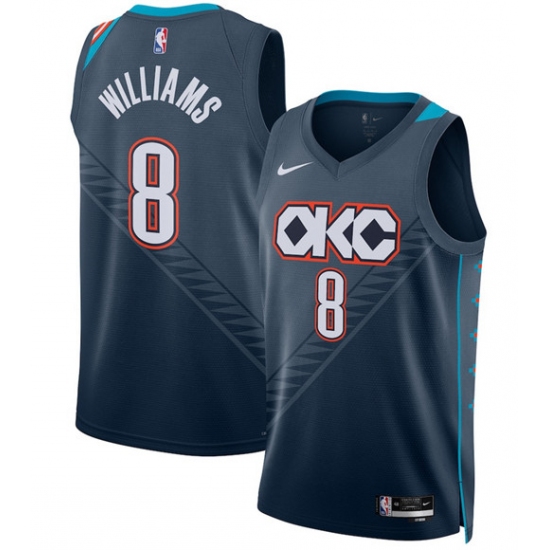 Men's Oklahoma City Thunder #8 Jalen Williams Navy 2025-26 City Edition Swingman Stitched Basketball Jersey - Ujersey