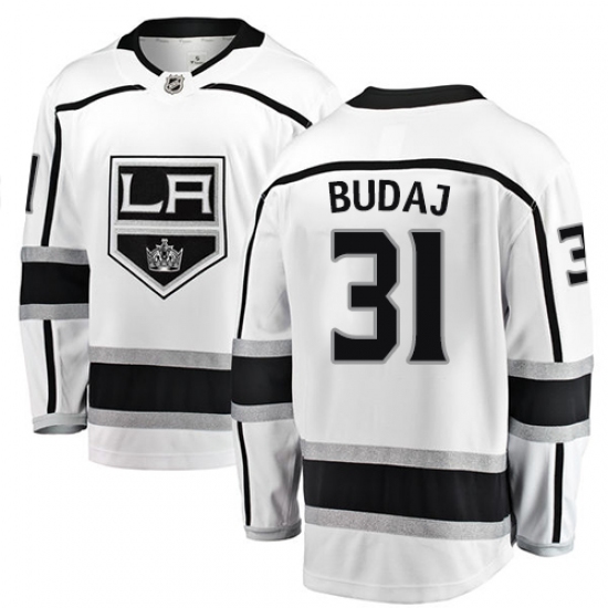 Men's Los Angeles Kings #31 Peter Budaj Authentic White Away Fanatics Branded Breakaway NHL Jersey - Ujersey