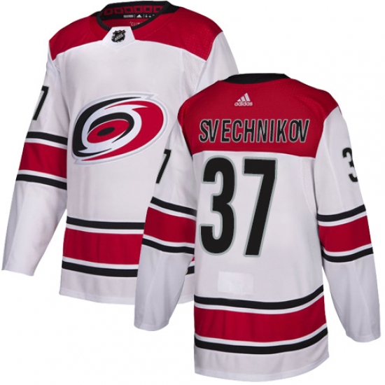 Men's Adidas Carolina Hurricanes #37 Andrei Svechnikov Authentic White Away NHL Jersey - Ujersey