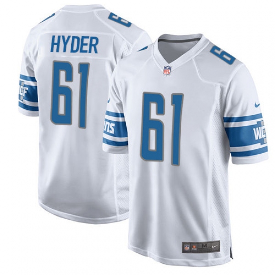 Men's Nike Detroit Lions #61 Kerry Hyder Game White NFL Jersey - Ujersey