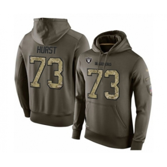 Football Men's Oakland Raiders #73 Maurice Hurst Green Salute To Service Pullover Hoodie - Ujersey