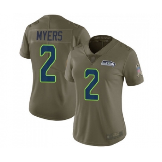 Women's Seattle Seahawks #2 Jason Myers Limited Olive 2017 Salute to Service Football Jersey - Ujersey