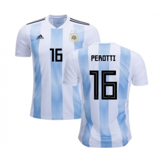 Argentina #16 Perotti Home Kid Soccer Country Jersey