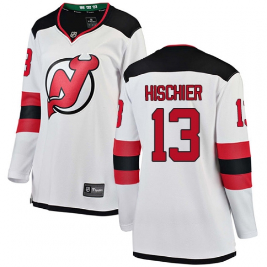 Women's New Jersey Devils #13 Nico Hischier Fanatics Branded White Away Breakaway NHL Jersey - Ujersey