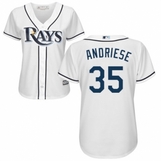 Women's Majestic Tampa Bay Rays #35 Matt Andriese Replica White Home Cool Base MLB Jersey - Ujersey