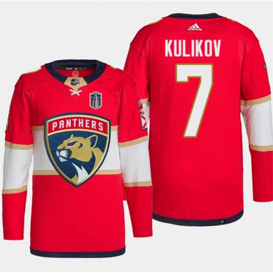 Men's Florida Panthers #7 Dmitry Kulikov Red 2024 Stanley Cup Final Stitched Jersey - Ujersey