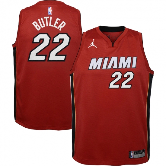 Youth Miami Heat #22 Jimmy Butler Jordan Brand Red 2020-21 Swingman Player Jersey - Ujersey