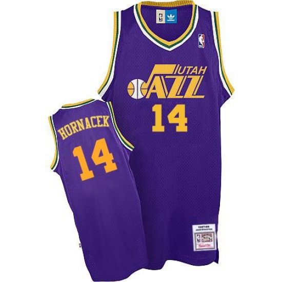 Men's Adidas Utah Jazz #14 Jeff Hornacek Swingman Purple Throwback NBA Jersey - Ujersey