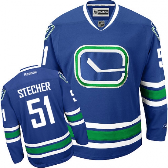 Youth Reebok Vancouver Canucks #51 Troy Stecher Authentic Royal Blue Third NHL Jersey - Ujersey