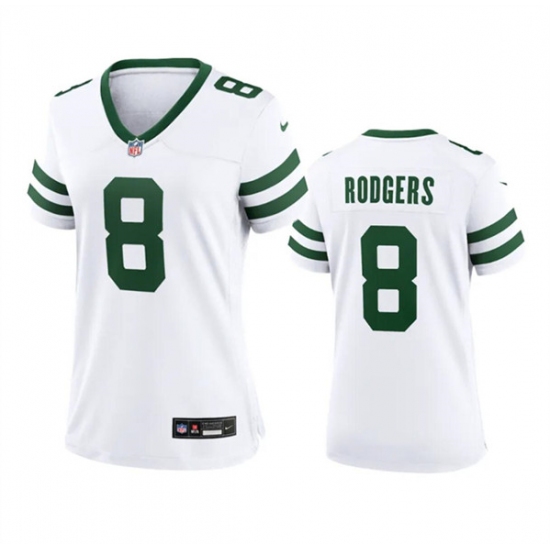 Women's New York Jets #8 Aaron Rodgers White 2024 Football Stitched Jersey(Run Small) - Ujersey