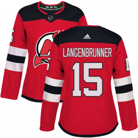 Women's Adidas New Jersey Devils #15 Jamie Langenbrunner Authentic Red Home NHL Jersey - Ujersey