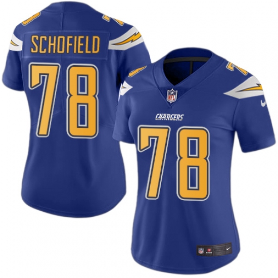 Women's Nike Los Angeles Chargers #78 Michael Schofield Limited Electric Blue Rush Vapor Untouchable NFL Jersey - Ujersey