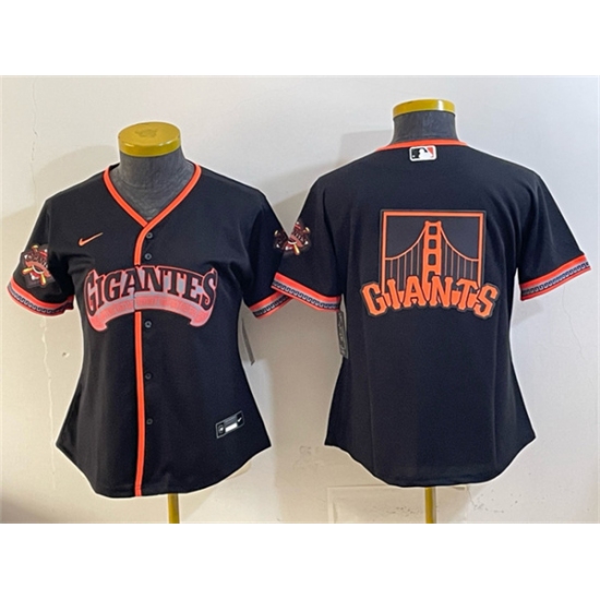 Women's San Francisco Giants Team Big Logo Black 2026 Alternate Stadium Stitched Baseball Jersey(Run Small) - Ujersey