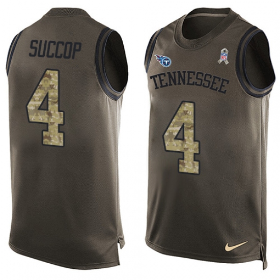Men's Nike Tennessee Titans #4 Ryan Succop Limited Green Salute to Service Tank Top NFL Jersey - Ujersey