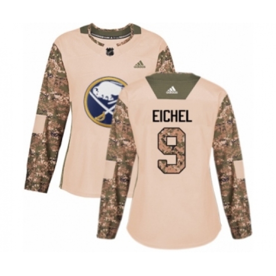 Women's Adidas Buffalo Sabres #9 Jack Eichel Authentic Camo Veterans Day Practice NHL Jersey - Ujersey