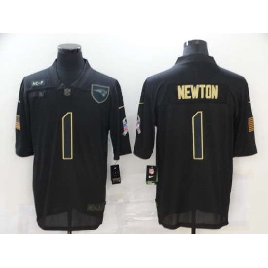 Men's New England Patriots #1 Cam Newton Black Nike 2020 Salute To Service Limited Jersey - Ujersey