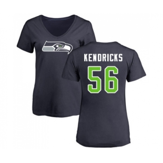 Football Women's Seattle Seahawks #56 Mychal Kendricks Navy Blue Name & Number Logo T-Shirt - Ujersey