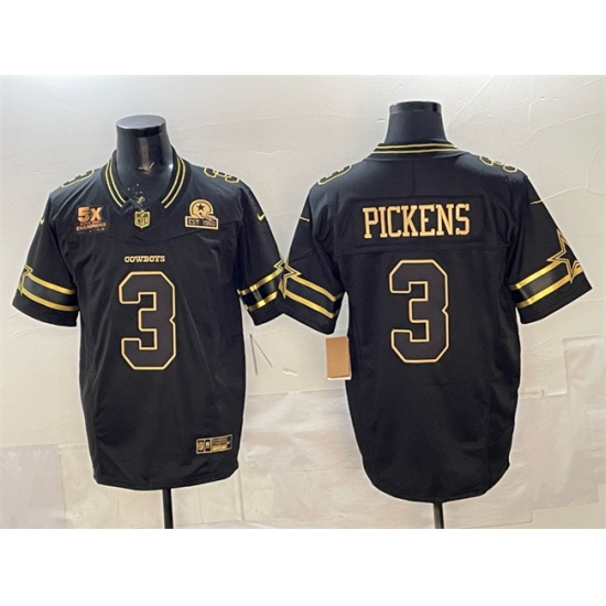 Men's Dallas Cowboys #3 George pickens Black 2025 F.U.S.E. With 5x Super Bowl Champions & Established In 1960 Vapor Limited Stitched Football Jersey