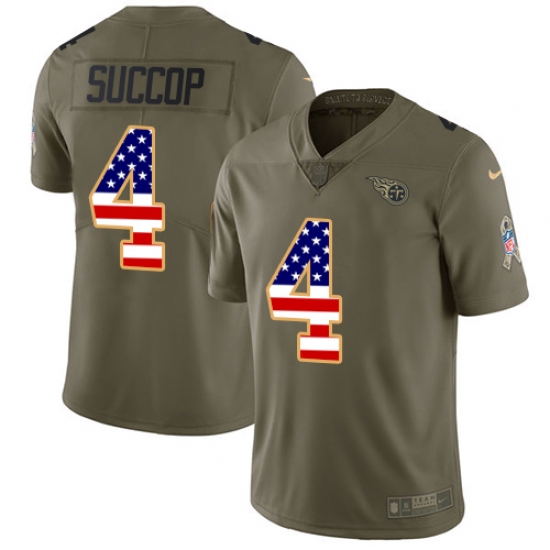 Men's Nike Tennessee Titans #4 Ryan Succop Limited Olive/USA Flag 2017 Salute to Service NFL Jersey - Ujersey