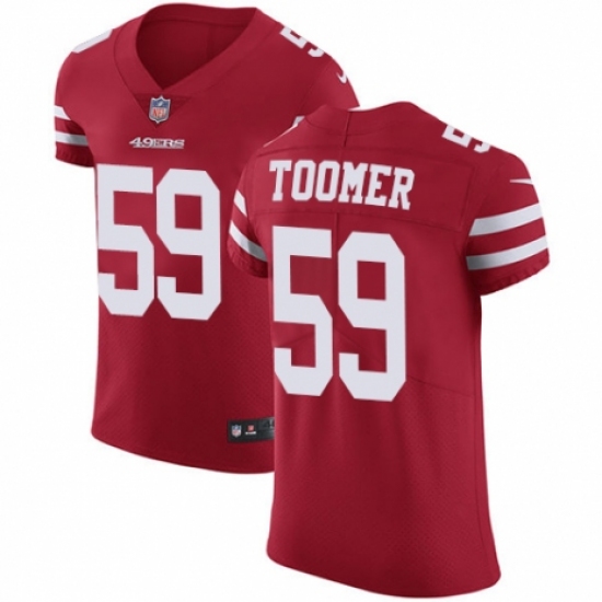 Men's Nike San Francisco 49ers #59 Korey Toomer Red Team Color Vapor Untouchable Elite Player NFL Jersey - Ujersey