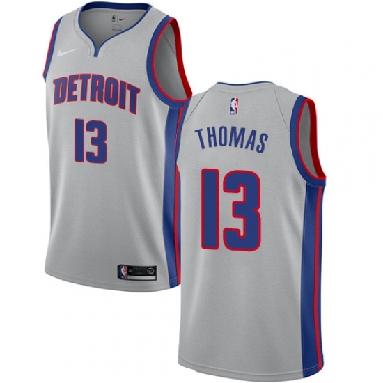 Women's Nike Detroit Pistons #13 Khyri Thomas Swingman Silver NBA Jersey Statement Edition - Ujersey