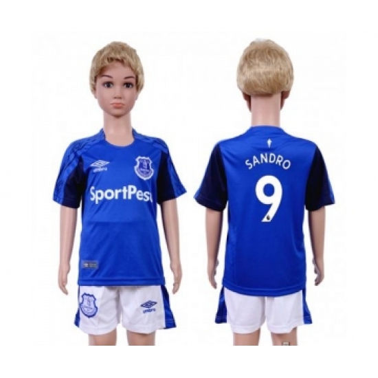 Everton #9 Sandro Home Kid Soccer Club Jersey