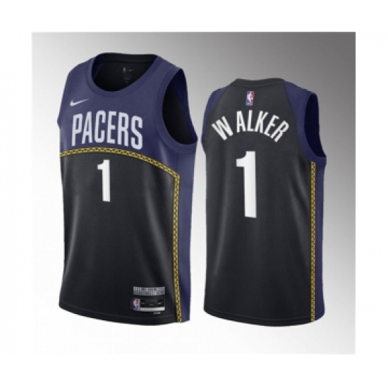 Men's Indiana Pacers #1 Jarace Walker Blue 2023 Draft City Edition Stitched Basketball Jersey - Ujersey