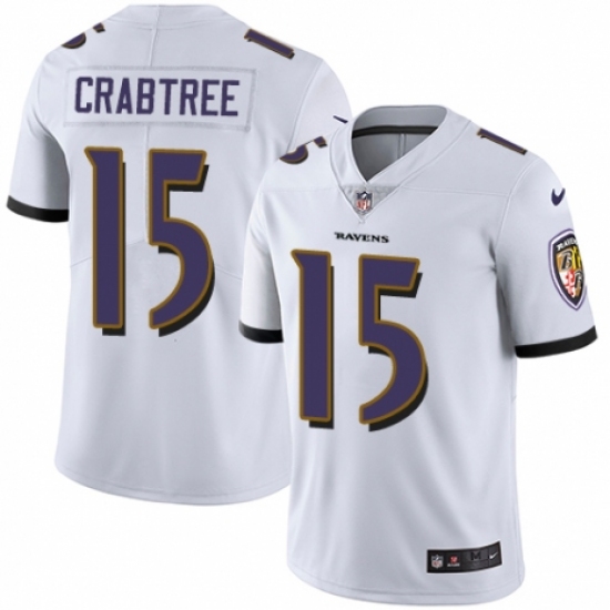 Men's Nike Baltimore Ravens #15 Michael Crabtree White Vapor Untouchable Limited Player NFL Jersey - Ujersey