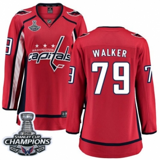 Women's Washington Capitals #79 Nathan Walker Fanatics Branded Red Home Breakaway 2018 Stanley Cup Final Champions NHL Jersey - Ujersey