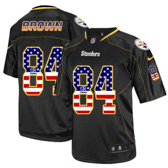 Men's Nike Pittsburgh Steelers #84 Antonio Brown Elite Black USA Flag Fashion NFL Jersey - Ujersey
