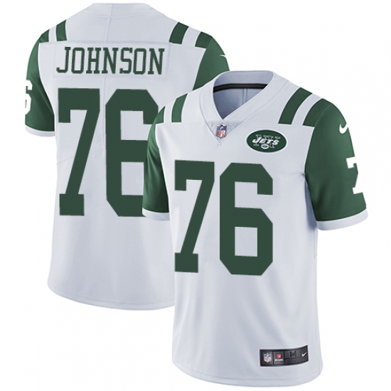 Men's Nike New York Jets #76 Wesley Johnson White Vapor Untouchable Limited Player NFL Jersey - Ujersey