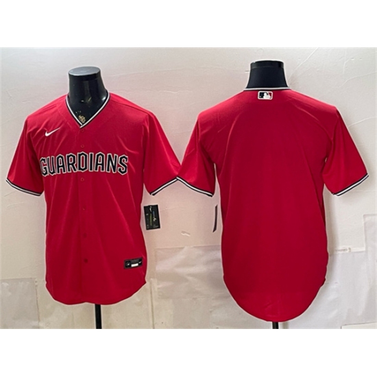 Men's Cleveland Guardians Blank Red Cool Base Stitched Baseball Jersey - Ujersey