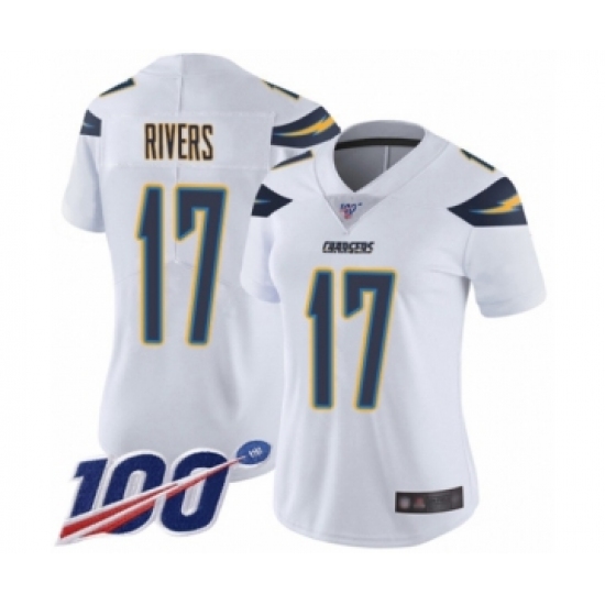 Women's Nike Los Angeles Chargers #17 Philip Rivers White Vapor Untouchable Limited Player 100th Season NFL Jersey - Ujersey