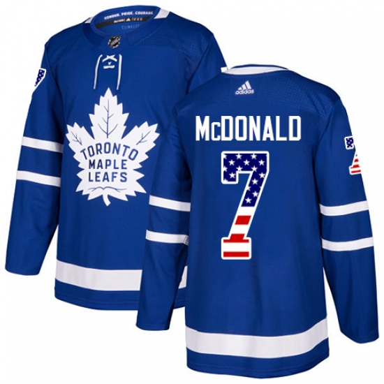Youth Adidas Toronto Maple Leafs #7 Lanny McDonald Authentic Royal Blue USA Flag Fashion NHL Jersey - Ujersey