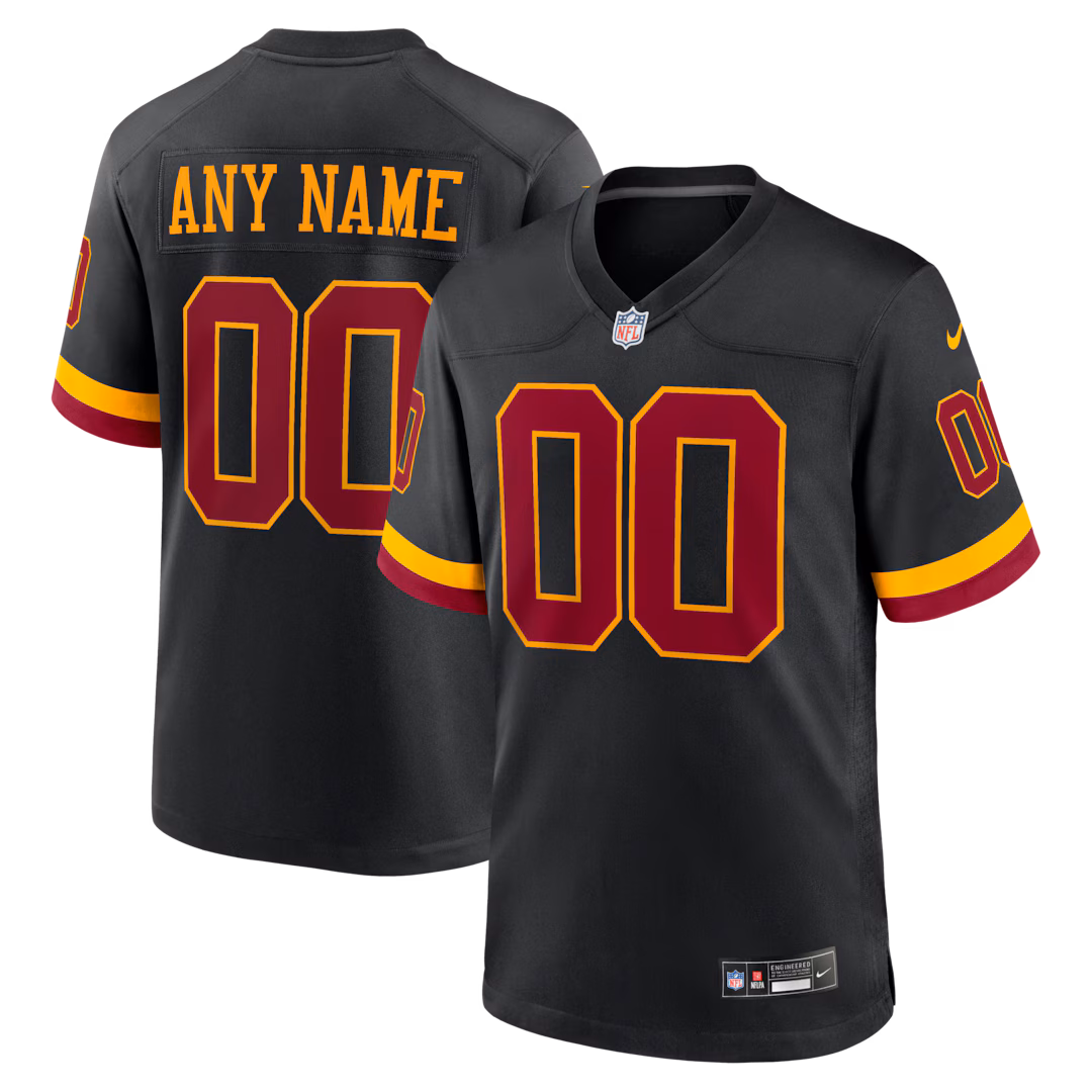 Youth Washington Commanders Nike Black Hail Raiser Alternate Custom Game Jersey