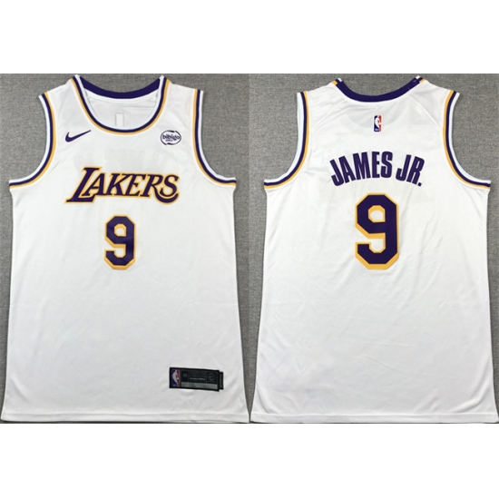 Men's Los Angeles Lakers #9 Bronny James Jr. White 2024 Draft Icon Edition Stitched Basketball Jersey - Ujersey