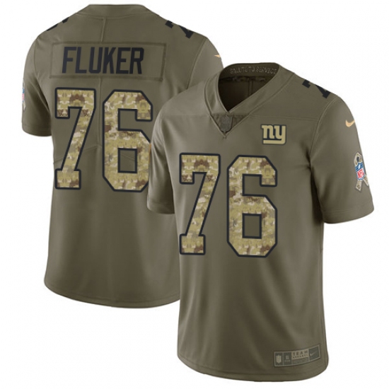 Men's Nike New York Giants #76 D.J. Fluker Limited Olive/Camo 2017 Salute to Service NFL Jersey - Ujersey