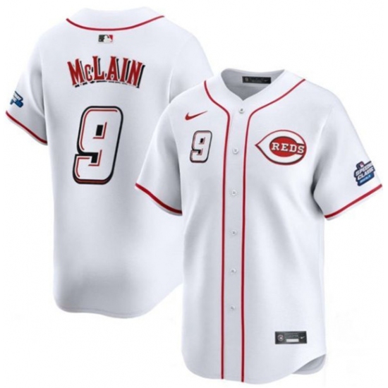 Men's Cincinnati Reds #9 Matt McLain White 2025 Speedway Classic Home Limited Stitched Baseball Jersey - Ujersey